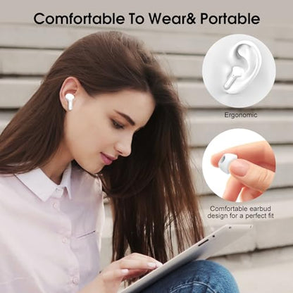 Wireless Earbuds, Bluetooth 5.4 Headphones HiFi Stereo, Bluetooth Earbuds - color: White