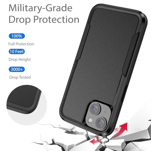 Compatible with iPhone 15 Case, Heavy Duty Protection Shockproof Dropproof Dustproof Anti-Scratch Phone Case Cover for 15 -Black - size: for iPhone 15