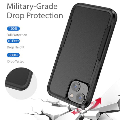 Compatible with iPhone 15 Case, Heavy Duty Protection Shockproof Dropproof Dustproof Anti-Scratch Phone Case Cover for 15 -Black - size: for iPhone 15