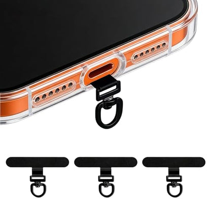 3pcs Tether Tab & Cell Phone Lanyard Tab, 360° Swivel Clip - color: Black