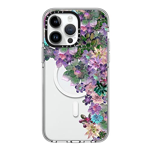 CASETiFY for iPhone 14 Pro Max Case - Impact Clear Compatible with MagSafe | Not Yellowing | 6.6 ft. 3X Military Grade Drop Protection | MY SUCCULENT GARDEN | Clear - color: MY SUCCULENT GARDEN, size: Iphone 14 Pro Max (6.7")