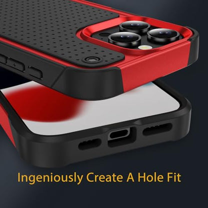 Designed for iPhone 16 Pro Max Case 2 in 1 Gift Militay Grade Drop Protective Rugged Heavy Duty Cover Shockproof Case for iPhone 16 Pro Max Phone Case for Women Men Boy Girl (Red) - color: Red