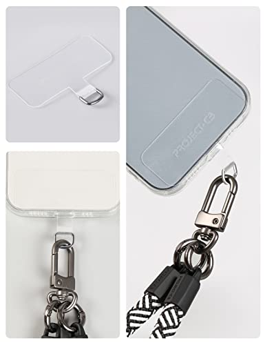 Phone Tether Tab 2 Pack,Universal Phone Lanyard Patch Without Adhesive,Phone Strap Replacement Part for Cell Phone (White&Clear) - color: White&clear
