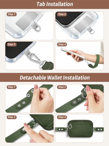 Clip and Go Strap for Phone with Wallet Crossbody Lanyard Green - color: 1 Green