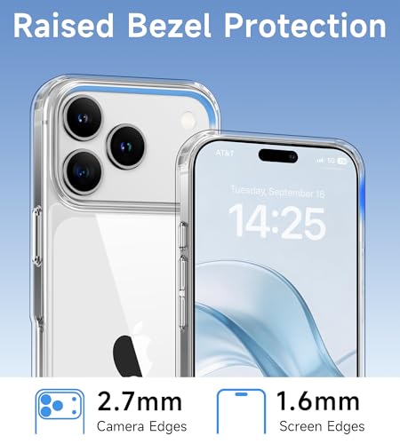 USLAI Case for iPhone 17 Pro, Anti-Yellowing, Crystal Clear Back, Shockproof & Military‑Grade Drop Protection - Transparent - color: Clear, size: iPhone 17 Pro