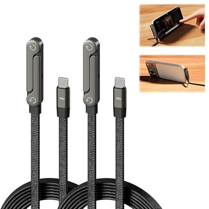 2-in-1 Invisible Stand Charging Cable, 240W USB-C Fast Charge, 5FT - color: Black 2pcs