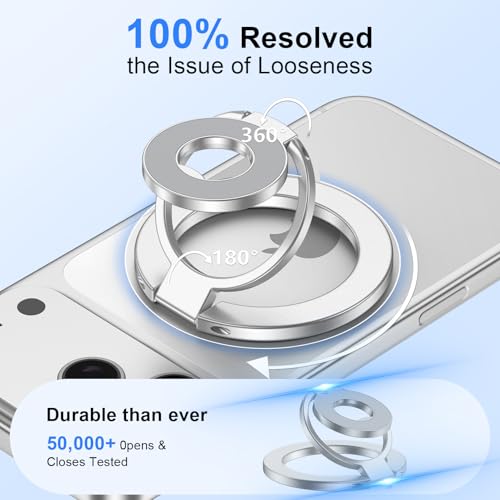Magnetic Phone Grip Stand for iPhone Air/17/17 Pro/16 Pro Max Ring Holder - color: silver