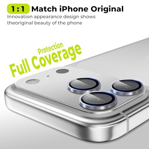 2-Pack for iPhone 17 Pro Camera Lens Protector - [Not Easy to Break] [Strong Adsorption] [Case-Friendly] Metal Aluminum Alloy Tempered Glass Rear Camera Screen Protector - Silver - size: 17 Pro Silver