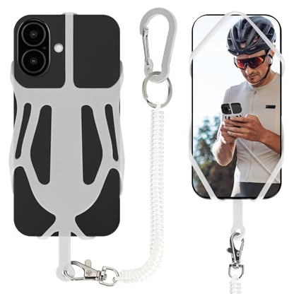 HOTEMIA Silicone Phone Lanyard Holder with Carabiner, Universal Phone Strap,Anti-Theft Phone Case with retractable tether - color: Transparent