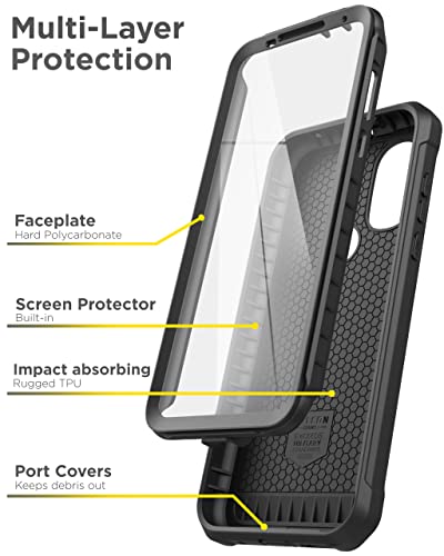 Encased Falcon Armor for Moto G Power 2022 Case with Belt Clip Holster and Built-in Screen Protector (Black) - size: 2022