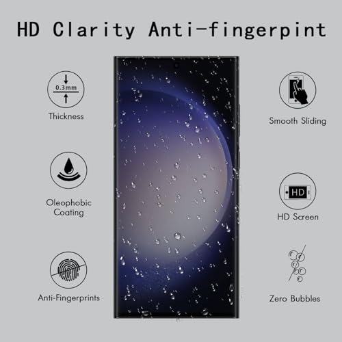 [4 Pack] Tempered Glass Screen Protector for Samsung Galaxy S23 Ultra | Tempered Glass, Scratch Resistant, Easy-Install, Bubble Free, Anti-Fingerprint