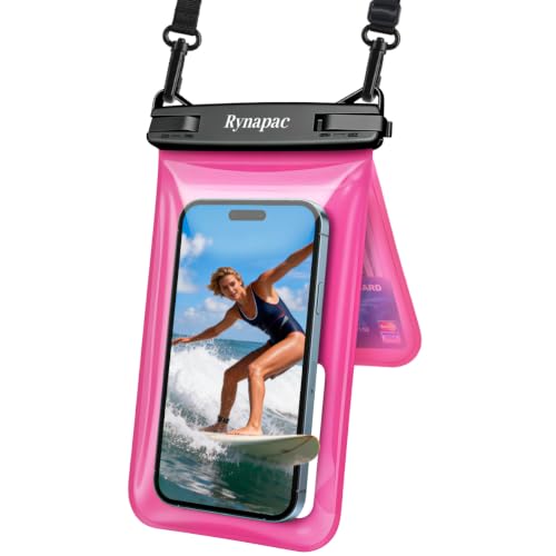 Rynapac Waterproof Phone Pouch Floating [Up to 8.5''] - 1 Pack IPX8 Dry Bag | Double Space, Touchscreen, Underwater Photography, for iPhone 17 16 15 14 Pro Max, Includes Lanyard, Beach Cruise Essentials - color: Bright Red - 1 Pack