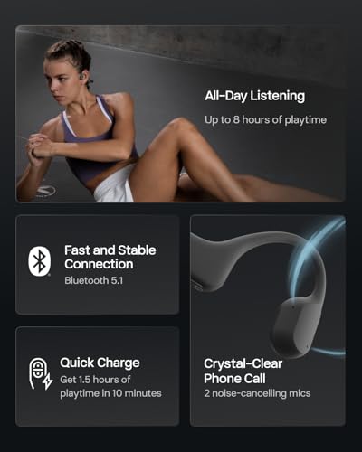 SHOKZ OpenRun Bone Conduction Open-Ear Bluetooth Sport Headphones, Black (Pack of 2) - color: Black, size: Standard Size+Magnetic Charging (Pack of 2)