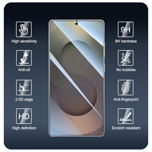 Screen Protector & Camera Lens Protector for Samsung Galaxy S25 Ultra, HD Tempered Glass, High Light Transmittance, 9H 2.5D Edge Anti-Scratch Shatterproof Case-Friendly, 3 Pack Each - color: S25 Ultra Clear