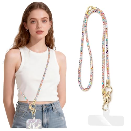 2Pcs Phone Crossbody Lanyard and Wrist Strap, Universal Cell Phone Lanyard Strap with 2Tether Tab - color: O