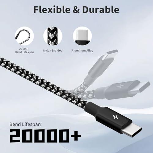 4 in 1 Multi Charging Cable, 2 Pack 5FT USB C Splitter Multi Charging Cable - color: Darkgrey, size: 2Pack5FT