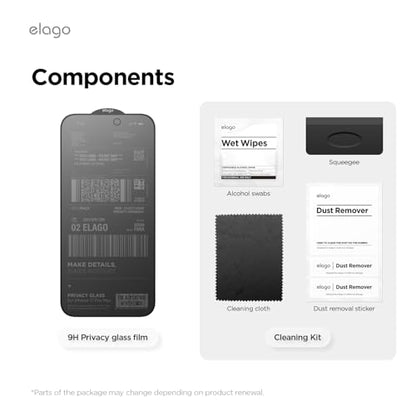 elago Privacy Glass+ Screen Protector for iPhone 17 Pro Max - size: iPhone 17 Pro Max (1 Pack)