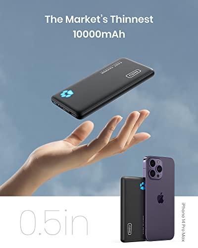 INIU Portable Charger, Slimmest 10000mAh Fast Charging USB C Power Bank