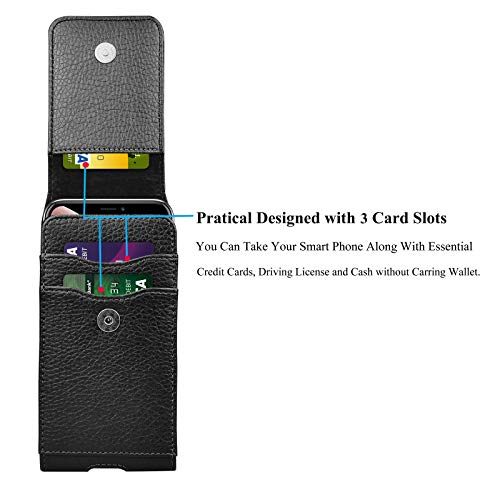 Njjex Cell Phone Holster for Motorola Moto G 5G 2025 G Stylus 2023 G Power 2024 G Play 4G G Pure G Fast Edge 2025 Edge 60 50 G86 G84 G54 G72 Z4 PU Leather Belt Clip Holster Pouch Holder Carrying Case | Leather Belt Clip Cell Phone Holster for Motorola G 5