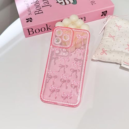 NITITOP Compatible with iPhone 12 Pro Case Cute Clear Pink Glitter Bow Knot Design Shiny Star Sparkle Bling Diamond Girls Women Soft TPU Shockproof Protective Phone Cover - Large Bow - color: Large Bow, size: iPhone 12 Pro