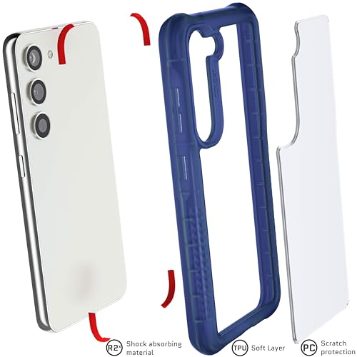 Ghostek Covert Samsung Galaxy S23 Case Clear with Military Grade Shockproof Protection, Non-Slip Grip, Protective Silicone Phone Cover Designed for 2023 Galaxy S23 (6.1") (Blue) - color: Blue [Limited], size: Galaxy S23