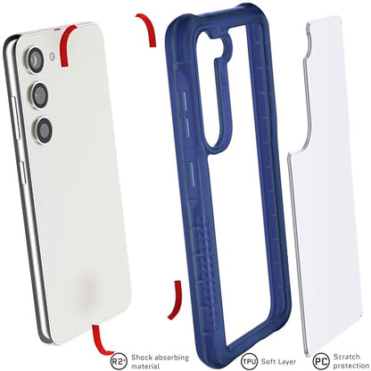 Ghostek Covert Samsung Galaxy S23 Case Clear with Military Grade Shockproof Protection, Non-Slip Grip, Protective Silicone Phone Cover Designed for 2023 Galaxy S23 (6.1") (Blue) - color: Blue [Limited], size: Galaxy S23