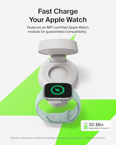 Belkin Qi2.2 25W Wireless 2 in 1 iPhone Charger, Fast Charging for Travel - color: Sand, style: 2 in 1