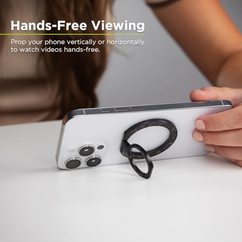PureGear Magnetic Phone Ring Grip, for MagSafe Kickstand Holder - color: Brushed Black with Black Glitter
