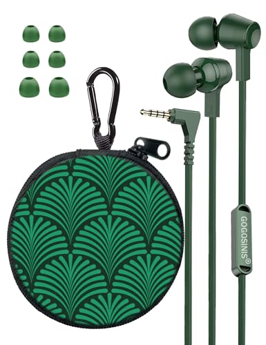 Teens Wired Earbuds with Case, 3.5mm Headphones for School, Olive Hive - color: Olive Hive