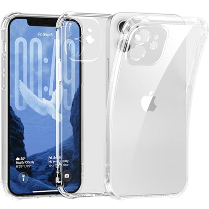 Clear Case for iPhone 12,[Not-Yellowing][Military Drop Protection] Soft Shockproof Transparent Phone Case, Ultra Slim & Thin Protective Case for iPhone 12-6.1"(Clear) - size: for iPhone 12