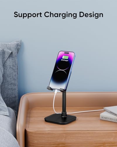 Cell Phone Stand, Phone Holder for Desk, Office Desktop iPhone Stand - color: Black