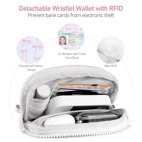 Tiostep Clip and Go Strap for Phone with Wallet Crossbody Phone Lanyard Adjustable and Detachable RFID Wristlet Wallet (Bow, Medium) - color: Bow, size: Medium