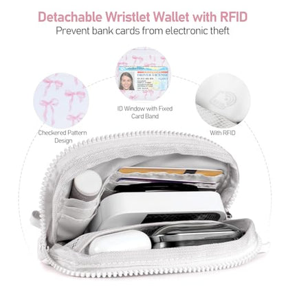 Tiostep Clip and Go Strap for Phone with Wallet Crossbody Phone Lanyard Adjustable and Detachable RFID Wristlet Wallet (Bow, Medium) - color: Bow, size: Medium