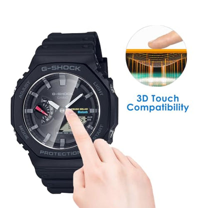 5 Pack Tempered Glass for Casio G-shock GA-B2100/G-shock GA-2100 Screen Protector,9H Hardness,Ultra Resistant,Anti-Fingerprints,No Bubbles,HD-Clear,Full Coverage Watch Film - color: Casio G-shock GA-B2100/G-shock GA-2100-1