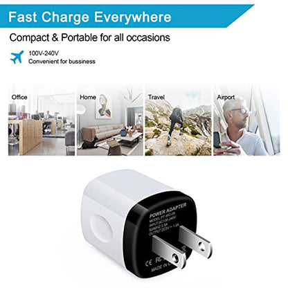 Charging Block,Charger Box,5Pack Travel Single Port USB Wall Charger Brick Cubes for iPhone 17/16/15/14/13/12/X/8 Plus/7/6S/Samsung Galaxy S25 S24 S23 S22 A14 S10e S10 S9 S8/S7/S6/Note 9,LG G8 G7,Moto - color: White,Rosered,Green,Purple,Blue
