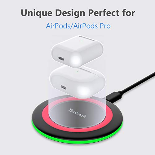 Yootech Wireless Charger,10W Max Wireless Charging Pad(No AC Adapter) | Compatible with iPhone 17/17 Pro/17 Pro Max/Air/16/15/14/13/SE 2022/12/11,Samsung Galaxy S25/S24/S23,for AirPods Pro 3 - color: Black/Red