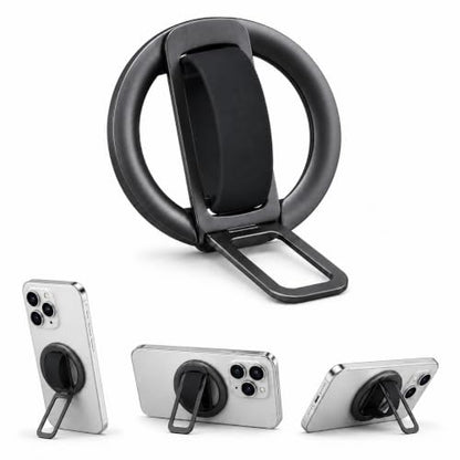 Magnetic Silicone Phone Grip | Super Strong Magnetic Design, 360° Rotation, Comfortable Grip, Compatible with iPhone 16/15/14/13/12 Series, Perfect for Selfies and Watching Videos - color: Deep Black