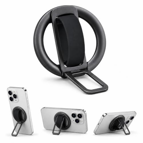 Magnetic Silicone Phone Grip | Super Strong Magnetic Design, 360° Rotation, Comfortable Grip, Compatible with iPhone 16/15/14/13/12 Series, Perfect for Selfies and Watching Videos - color: Deep Black