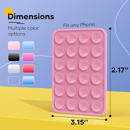 4Pcs Silicone Phone Sticky Grip, Suction Phone Case Mount for iPhone and Android, Hands-Free Sticky Cell Phone Grip, Mobile Fidget Mirror Holder for Selfies and Videos - color: Black, White, Translucent, Light Pink