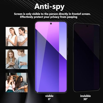 1 Pack Privacy Screen Protector for Xiaomi Redmi Note 13 Pro+/Plus 5G with 2 Pack Camera Lens Protector, 9H Hardness, Anti Spy Tempered Glass, Black Protector for Redmi Note 13 Pro+/Plus 5G - size: for Redmi Note 13 Pro+/Plus 5G