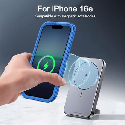 I-HONVA for iPhone 16e Case [Compatible with MagSafe] Shockproof 3-Layer Full Body Protection [Without Screen Protector] Rugged Heavy Duty Cover Case for Apple iPhone 16e 6.1",Sea Blue - color: Sea Blue