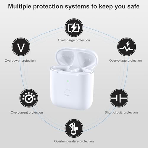 Wireless Charging Case Replacement Compatible with AirPod 1 2, Air Pods 1 2 Charger Case with Bluetooth Pairing Without Earbuds, White