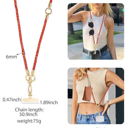 Phone Lanyard Crystal Phone Strap Crossbody, Red - color: Red