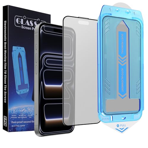 2-Pack Matte Screen Protector for iPhone 17 Pro Max 6.9-inch,9H Tempered Glass, Full Coverage, Anti-Fingerprint, Auto Dust-Elimination, No Bubble, Easy Installation