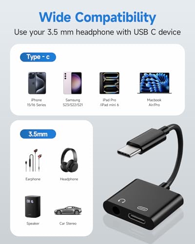 Criello USB C to 3.5mm Headphone and Charger Adapter 2 Pack - color: Black, size: 2 Pack