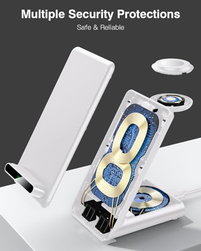 Wireless Charging Station,3 in 1 Charging Stand for Apple Multiple Devices - color: White