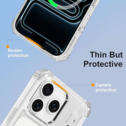 Clear Case for iPhone 17 Pro Max with Stand Compatible with MagSafe | Military Grade Heavy Duty Cover with 360 Rotatable Ring Kickstand -260417 - color: Clear, size: iPhone 17 Pro Max