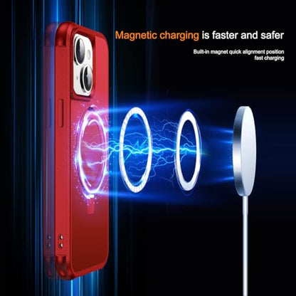 SKYLMW Compatible with iPhone 15 Case with Stand,Red | iPhone 15 Phone Case 6.1",Magnetic Ring Stand,Compatible with MagSafe,Military-Grade Protection,Great Grip Feeling - color: Red, size: Iphone 15