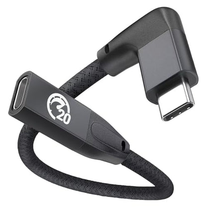 Right Angle USB C Extension Cable 0.6FT, USB-C 3.2 Male to Female Cable - color: BLACK, size: 0.6FT