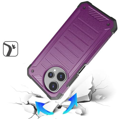 TJS for Cricket Icon Plus 2026 Phone Case, AT&T Verge 2 5G Case (Purple) | with Tempered Glass Screen Protector, Premium Tough Lined Design Hybrid Shockproof Heavy Duty Phone Case Cover - color: Purple